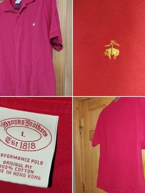 Brooks Brothers Red Polo Shirt with Gold Logo